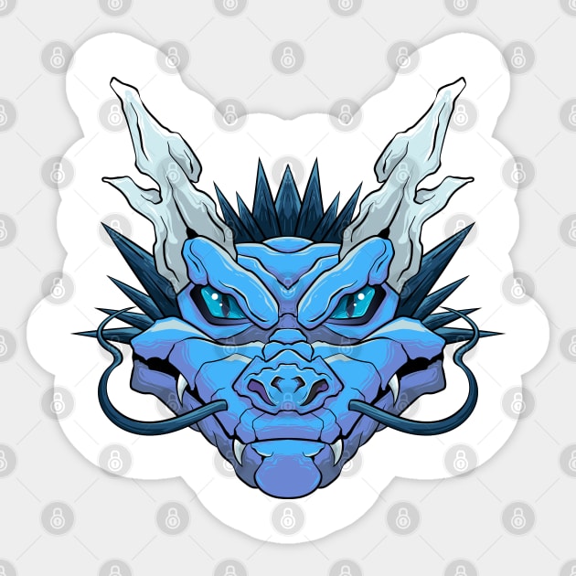 The Furious Japanese Dragon - Vector art illustration Sticker by Yabisan_art